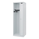 Brandweerkluis C+P Evolo Kombi, 2 vakken voor 1 persoon, zonder helmhouder, vloerglijders, B 600 x D 500 x H 1850 mm, RAL 7035 lichtgrijs