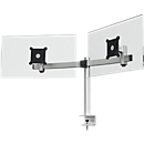 Bras de moniteur durable, pour 2 écrans 21-27", VESA, rotatif et inclinable, réglable en hauteur, avec pince de bureau