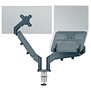 Bras pour écran d'ordinateur portable Leitz Ergo Dual, pour 2 écrans jusqu'à 32" &amp; ordinateurs portables jusqu'à 17", pivotant et inclinable, réglable en hauteur, passage de câbles, VESA, gris foncé
