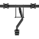 Bras pour écran Fellowes® Eppa™, pour 2 écrans jusqu'à 32" &amp; 8 kg chacun, réglable en hauteur/rotatif/pivotant/inclinable, design Crossbar, passage de câbles, pince de table, noir