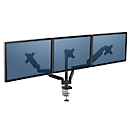 Bras pour écran triple Fellowes Platinum, jusqu'à 27" de largeur, VESA, rotatif/pivotant/inclinable, réglable en hauteur et en profondeur, noir