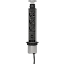 Brennenstuhl Tower Power Alu-Tischsteckdosenleiste, 3 Schutzkontaktstecker in 45°-Anordnung, 2 USB Stecker, versenkbar, 2 m Kabel, L 335 x B 85 x T 120 mm, silber/schwarz