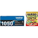 Brother Toner TN-1050, schwarz + HARIBO Saft Goldbären Minis, GRATIS, original