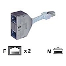 BTR Cable Sharing Adapter pnp 3 - Netzwerk-Splitter - RJ-45 (W) zu RJ-45 (M) - 8.9 cm - Grau (Packung mit 2)