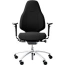Bürostuhl RH Mereo 220, mit Armlehnen, Synchronmechanik, Flachsitz, Lordosenstütze, schwarz/silber
