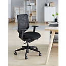 Bürostuhl ROVO XT, mit Armlehnen, Synchronmechanik, Netzrücken, Polster-Flachsitz, schwarz
