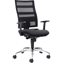 Bürostuhl SSI Proline Edition, mit Armlehnen, Synchronmechanik, Bandscheibensitz, 3D-Netzrücken, schwarz/alusilber