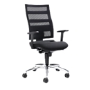 Bürostuhl SSI Proline Edition, mit Armlehnen, Synchronmechanik, Bandscheibensitz, 3D-Netzrücken, schwarz/alusilber