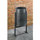 Buitenafvalbak, rond, op voet, gegalvaniseerd staal, 60 liter
