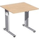 Bureau ALICANTE, pieds en C, rectangulaire, l. 800 x P 800 x H 680 - 820 mm, coloris hêtre