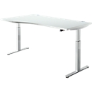 Bureau assis/debout, extension à gauche, l. 1800 mm, gris clair