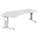 Bureau d’angle ALICANTE 135°, pieds en C, extension à gauche, l. 2166 x P 800 x H 680 - 820 mm, gris clair