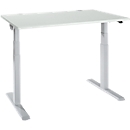 Bureau ERGO-T 2.0 - elektrisch in hoogte verstelbaar - B 1200 x D 800 x H 640-1300 mm - T-voet blank alu - lichtgrijs - ons merk Schäfer Shop Select
