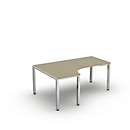 Bureau hoek BEXXSTAR, onderstel vierkante buis, aanbouw links, B 2000 x D 800/1200 x H 720 mm, ahorn