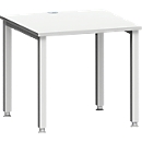 Bureau MODENA FLEX, vierkant, 4-poots vierkante buis, B 800 x D 800 x H 720-820 mm, lichtgrijs/wit aluminium