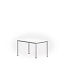 Bureau NEVADA, 4 pieds, rectangulaire, tubes ronds, l. 1200 x P 800 x H 740 mm, blanc/alu argenté 