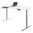 Bureau START OFF - elektrisch in hoogte verstelbaar - B 1600 x D 800 x H 755-1255 mm – T poot - blank alu - lichtgrijs + accessoire lade - ons merk Schäfer Shop Select