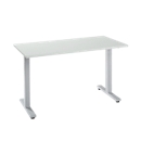 Bureau Start Off Home Office, B 1300 x D 650 x H 735 mm, T-voet, lichtgrijs/blank aluminiumkleurig