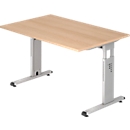 Bureau ULM, piétement en C, rectangulaire, L 1200 x P 800 x H 650-850 mm, décor chêne
