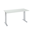 Bureautafel MOXXO IQ, rechthoekig, C-poot, B 1300 x D 650 x H 735 mm, alu lichtgrijs/wit RAL 9006 