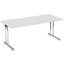 Bureautafel PALENQUE, C-poot, rechthoek, B 1800 x D 800 x H 680-820 mm, lichtgrijs