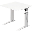 Bureautafel TARVIS, C-poot, vierkant, B 800 mm, onderstel wit, in hoogte verstelbaar, wit
