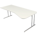 Bureautafel Toledo, in hoogte verstelbaar, vrije vorm, aanbouw rechts/links, C-poot, B 1950 x D 800/1000 mm, wit