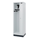 C+P Evolo fire department locker, KOMBI model, 2 compartments, H 1950 x W 600 x D 500 mm, plinth, light gray RAL 7035