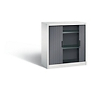C + P Omnispace roller shutter cabinet, 2 OH, lockable, W 1000 x D 420 x H 1030 mm, steel, light gray/black gray