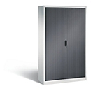 C + P Omnispace roller shutter cabinet, 5 OH, lockable, W 1200 x D 420 x H 1980 mm, steel, light gray/black gray