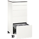 Caddy ASISTO C 3000, 4 tiroirs, avec collecteur de déchets, mobile, blanc