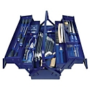 Caisse à outils, y compris assortiment d'outils, 60 pièces, L 530 x P 200 x H 200 mm, tôle d'acier, bleu