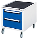 Caisson à roulettes Rau pour bureaux réglables en hauteur Jerry, Tom, série E, Adlatus, 2 tiroirs, L 480 x P 600 x H 540 mm, gris clair/bleu gentiane