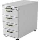 Caisson fixe TOPAS LINE, 4 tiroirs, 1 tiroir-plumier, verrouillable, gris clair/gris clair
