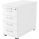Caisson fixe ULM, 4 tiroirs, l. 428 x P 800 x H 720-760 mm, blanc/blanc