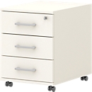 Caisson mobile 333 TEMPIO, en bois, 3 tiroirs (1 avec serrure), L 430 x P 500 x H 550 mm, blanc/blanc