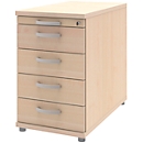 Caisson mobile d'extension BARI, tiroir plumier, 4 tiroirs, verrouillable, l. 433 x P 800 x H 720 mm, coloris érable