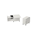 Caisson mobile Homeoffice Multiconteneur, avec panneau latéral coulissant et rabattable à droite, L 480-1080 x P 800 x H 740 mm, blanc/blanc