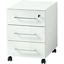 Caisson mobile MONTERIA, 3 tiroirs avec retour automatique, l. 400 x P 500 x H 550 mm, blanc