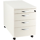Caisson mobile NEVADA - l. 430 x P 600 x H 600 mm - 3 tiroirs + 1 tiroir plumier - blanc