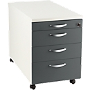 Caisson mobile NEVADA, l. 430 x P 600 x H 600 mm, blanc/gris foncé 