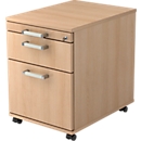 Caisson mobile TARVIS, 1 tiroir-plumier, verrouillable, 1 tiroir, 1 tiroir à dossiers suspendus, l. 428 x P 580 x H 590 mm, coloris chêne