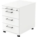 Caisson mobile TARVIS, 1 tiroir-plumier, verrouillable, 3 tiroirs, l. 428 x P 580 x H 590 mm, blanc