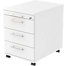 Caisson mobile ULM , 3 tiroirs, 1 tiroir-plumier, l. 428 x P 553 x H 590 mm, blanc/blanc
