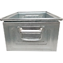 Caja apilable Schäfer Shop Select, perforada, con asas de caída, 26,5 l, 150 kg, L 449 x A 308 x A 201 mm, chapa de acero, galvanizada