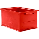 Caja apilable serie 14/6-230, de polipropileno, con empuñadura empotrada, capacidad 26 l, rojo