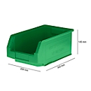 Caja con abertura frontal SSI Schäfer LF 321, polipropileno, L 343 x An 209 x Al 145 mm, 7,5 l, verde