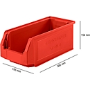 Caja con abertura frontal SSI Schäfer LF 421, polipropileno, L 380 x An 185 x Al 154 mm, 7,8 l, rojo