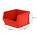 Caja con abertura frontal SSI Schäfer LF 543, plástico PP, L 500 x An 470 x Al 300 mm, 57 l, rojo