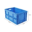 Caja con dimensiones norma europea 643-66, sin tapa, 60 l, azul